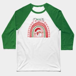 Snowman Christmas Rainbow Baseball T-Shirt